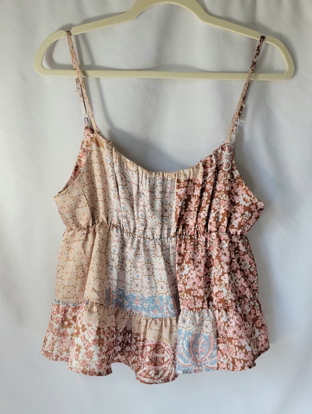 Originality Women's Tank Top Y2K Babydoll Large Patchwork Boho 90s Floral Fairy
